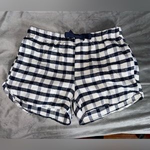 Blue and White Plaid Pajama Shorts